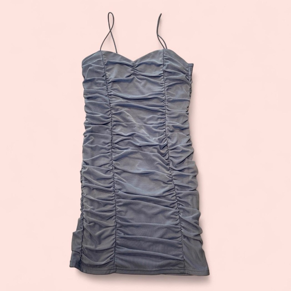 Periwinkle Ruched Mini Dress